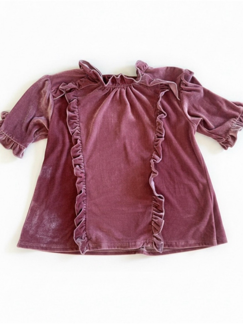 POL Velvet Ruffle Blouse - Dusty Mauve